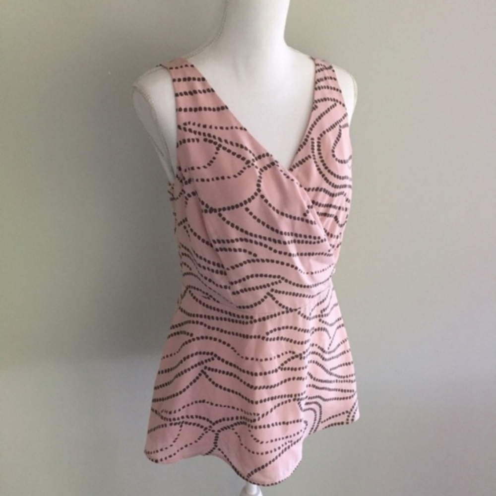 CAbi Pink Sleeveless Wrap V-Neck Tank with Curved Dot Print - Picture 4 of 4